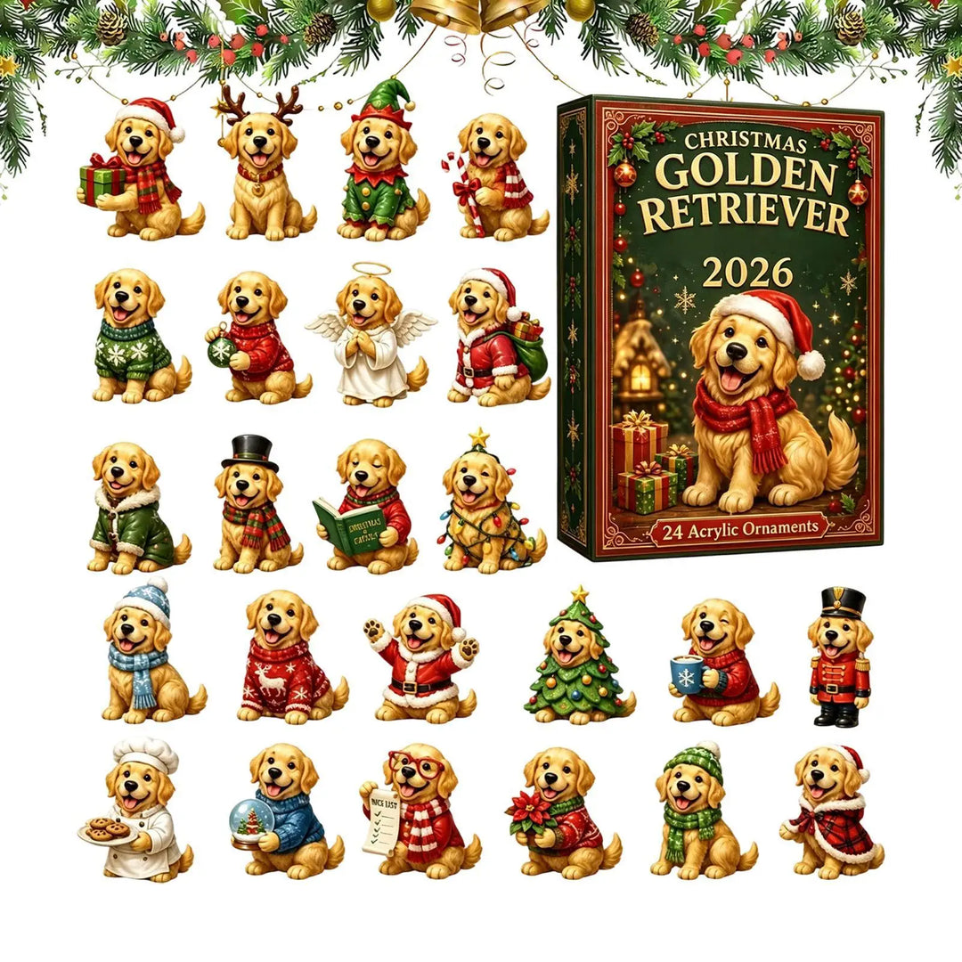 Golden Retriever Advent Calendar With Tree Ornaments | Christmas