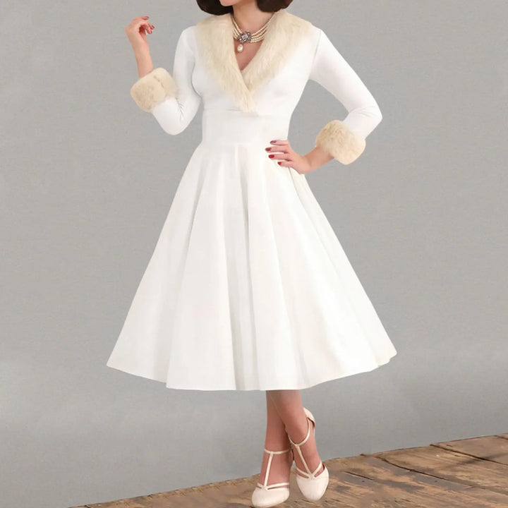 Women’s Long Sleeve V Neck Midi Dress | Christmas