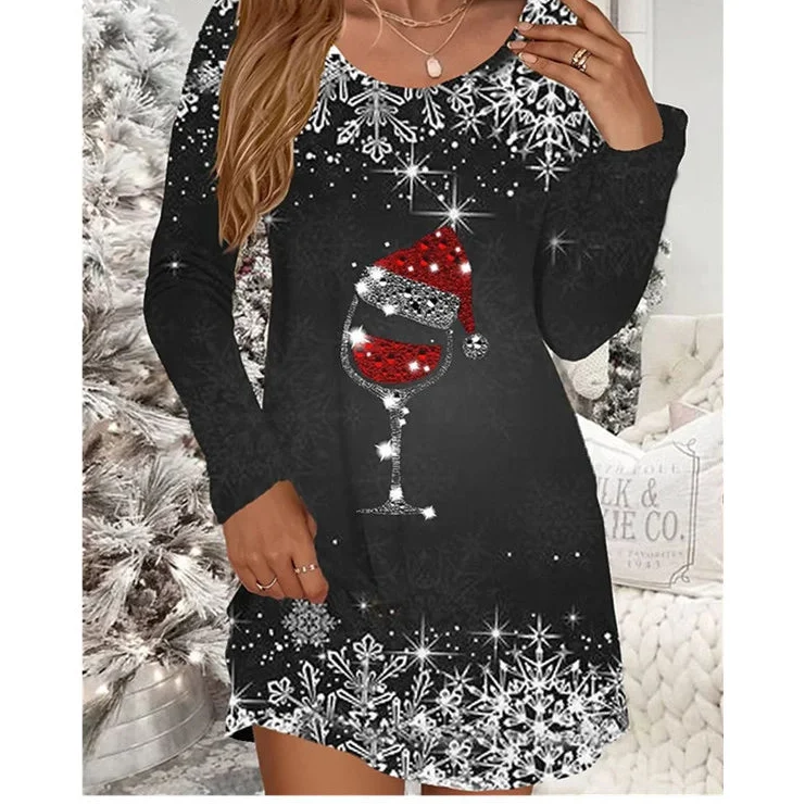 Women's Winter Christmas Mini Dress | Long Sleeve