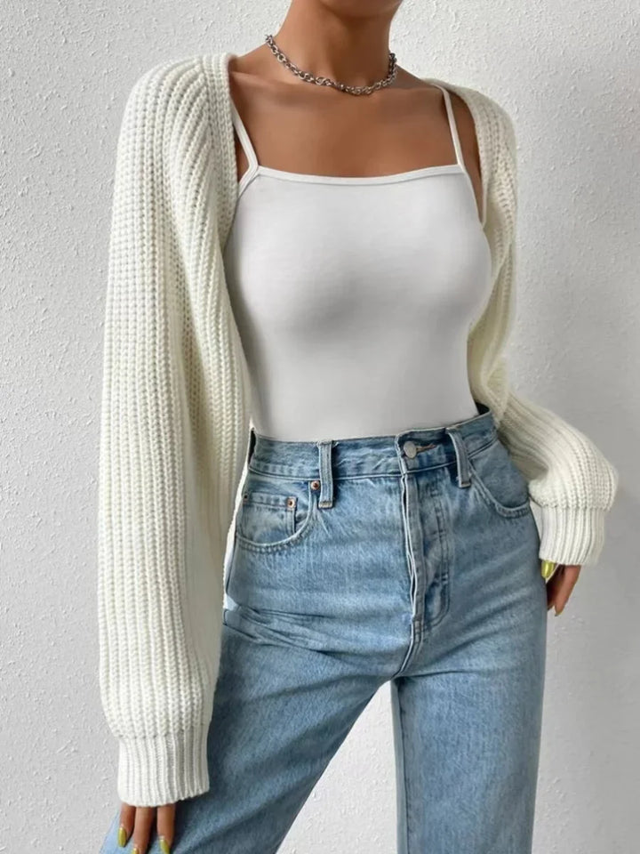 Women's Cropped Open Front Knit Shrug | Chunky