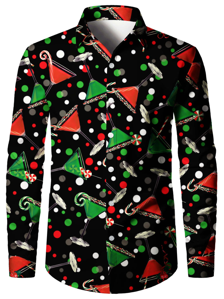 Men's Christmas Long Sleeve Tuxedo Print Shirt | Novelty