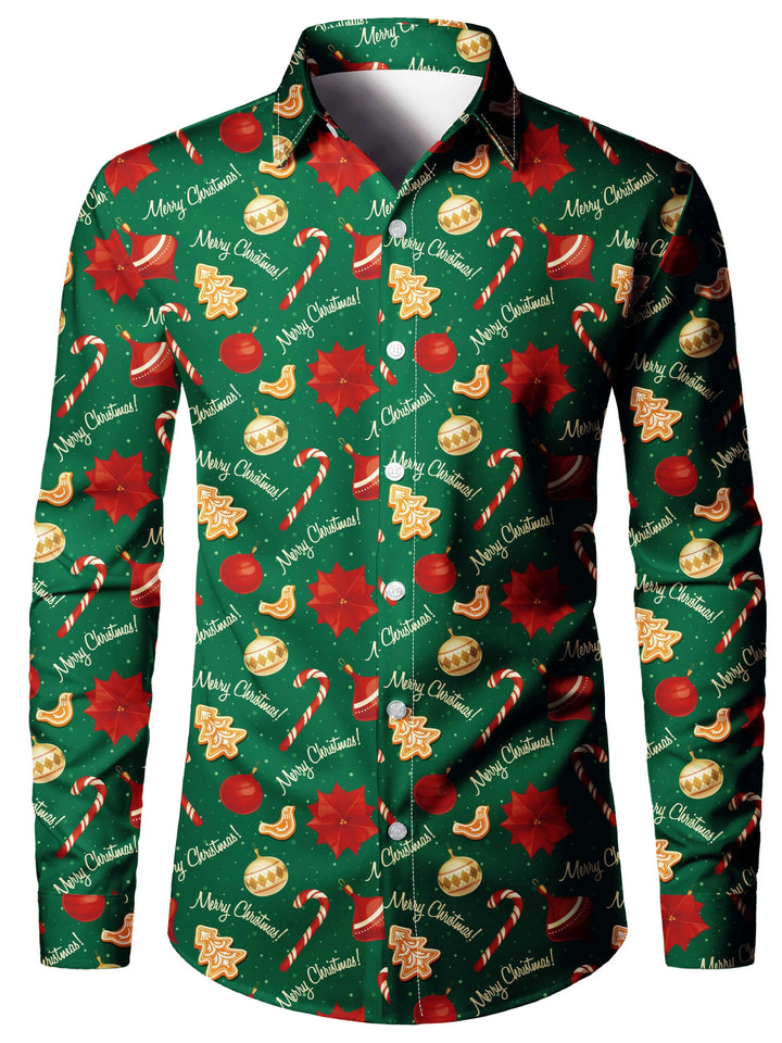 Men's Christmas Long Sleeve Tuxedo Print Shirt | Novelty