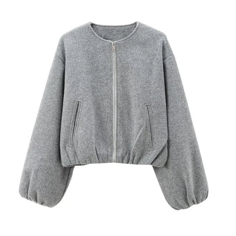 Women's Cropped Zip Up Jacket | Long Sleeves