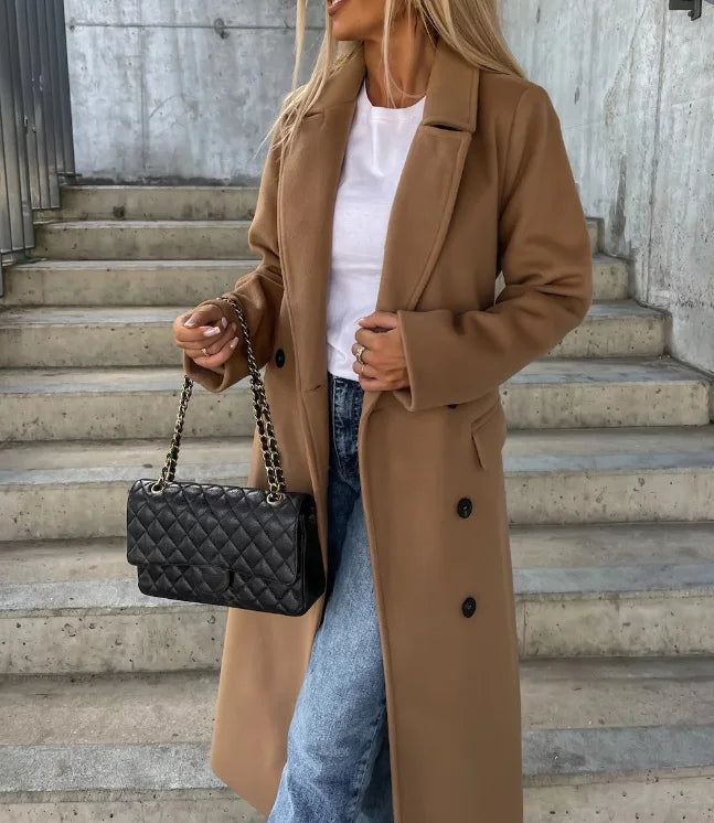 Women's Long Belted Double Breasted Trench Coat | Winter