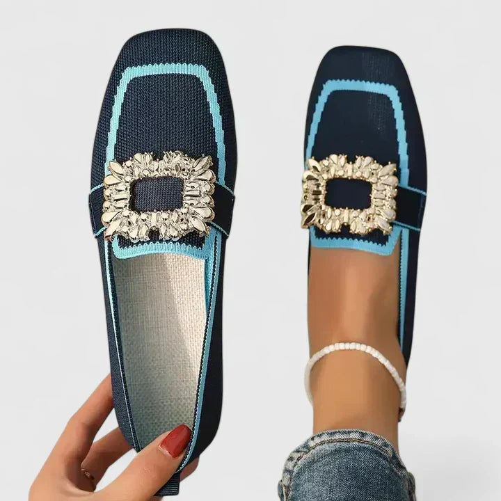 Women's Contrast Detail Square Toe Work Loafers | Slip On