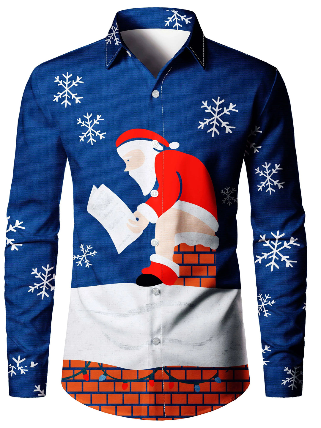 Men's Christmas Long Sleeve Tuxedo Print Shirt | Novelty
