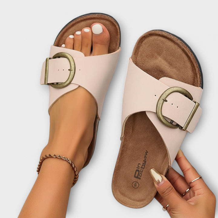 Women's Buckle Flat Sandals | Slip On