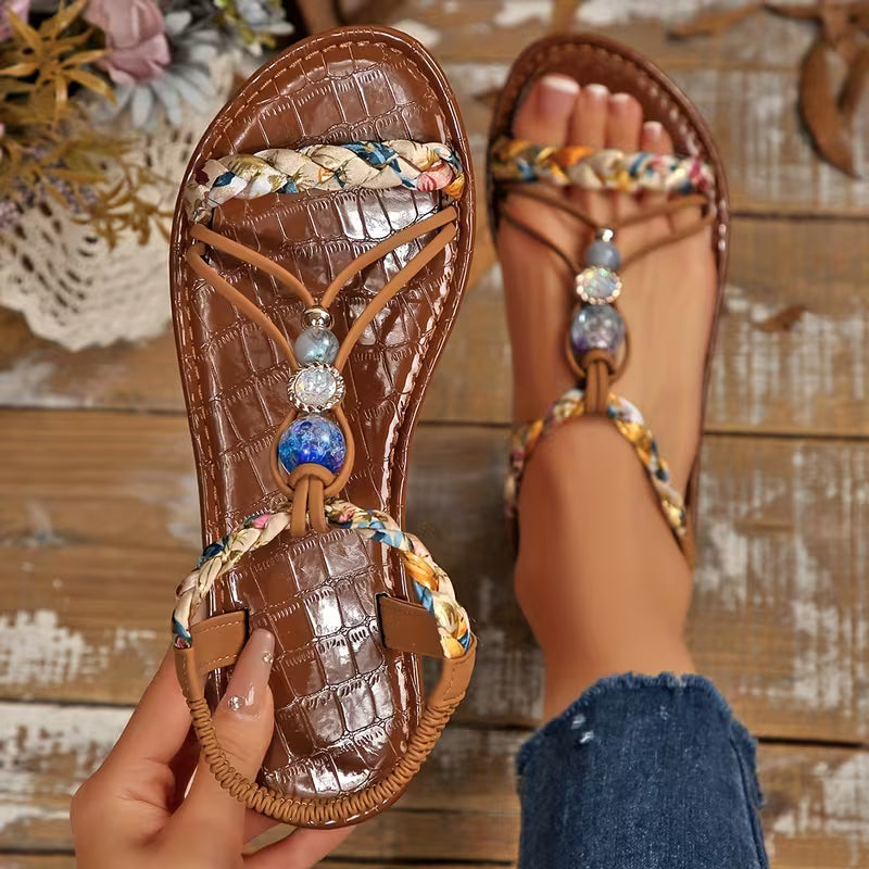 Women's Boho Beaded Sandals| Flat