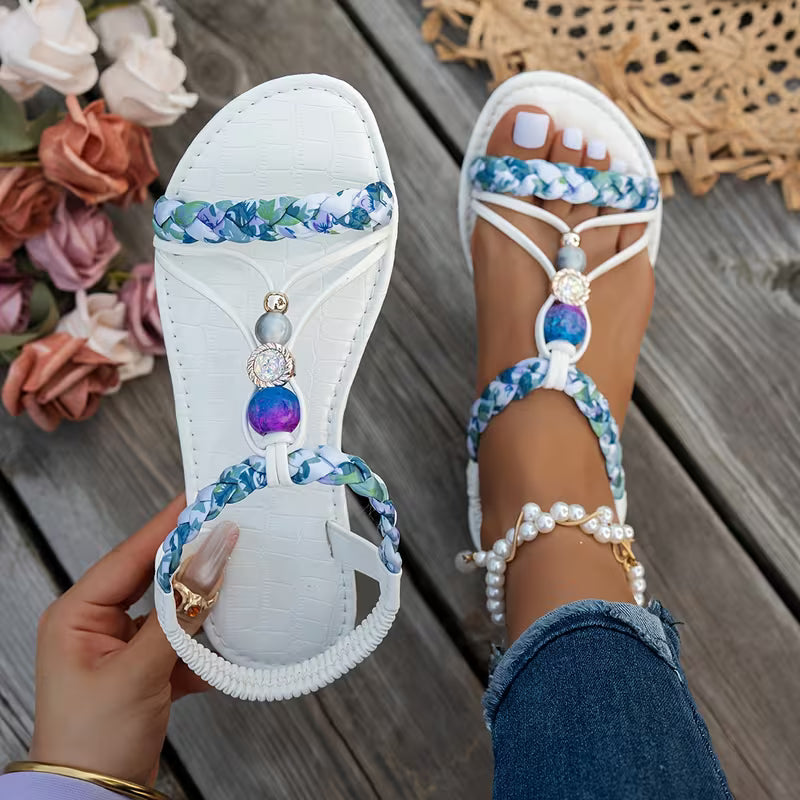 Women's Boho Beaded Sandals| Flat