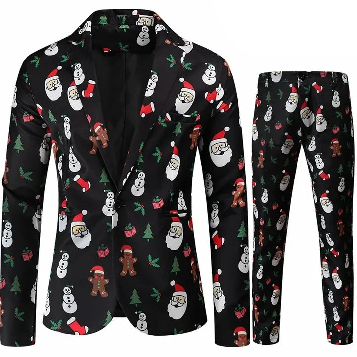 Men’s Two Piece Printed Blazer and Trousers Set | Christmas