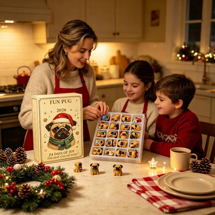 Pug Advent Calendar With Mini Figurines | Christmas