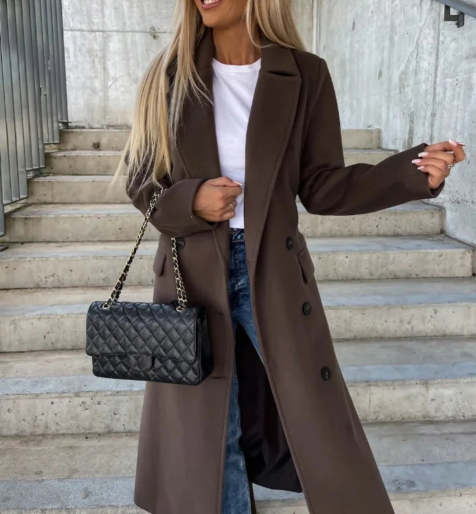 Women's Long Belted Double Breasted Trench Coat | Winter
