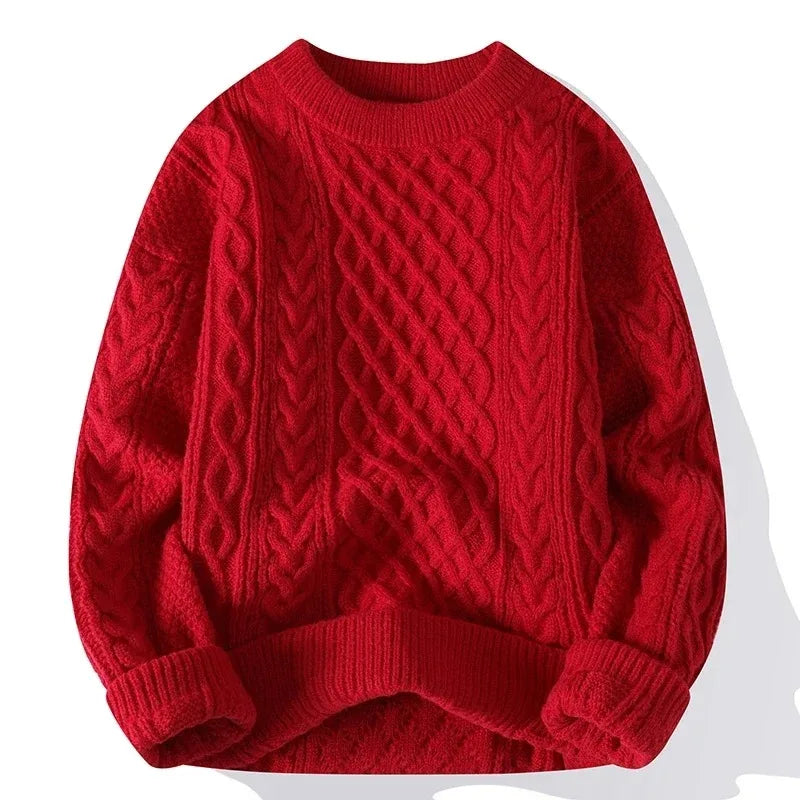Men's Ribbed Crew Neck Long Sleeve Knit Jumper | Winter