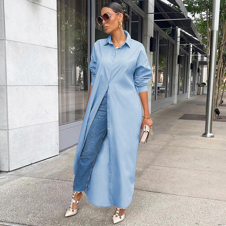 Women’s Button-Front Maxi Shirt Dress | Maxi
