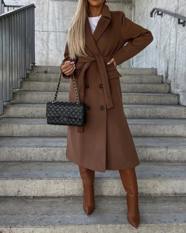 Women's Long Belted Double Breasted Trench Coat | Winter