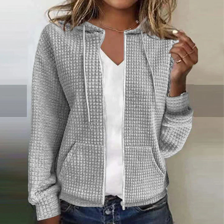 Women's Waffle-Knit Zip-Up Jacket | Hooded