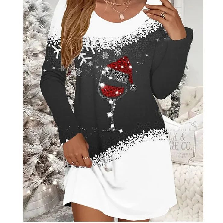 Women's Winter Christmas Mini Dress | Long Sleeve