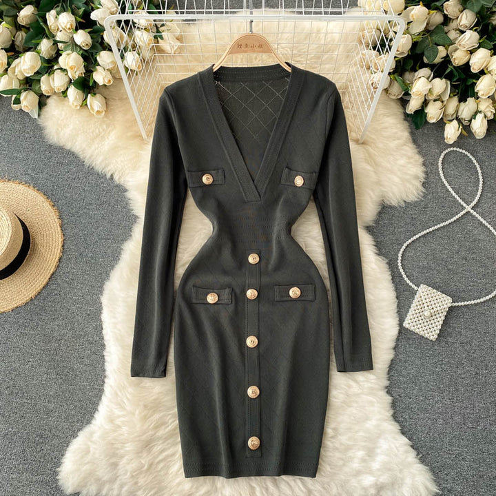 Women’s Button-Front Knitted Dress | Midi