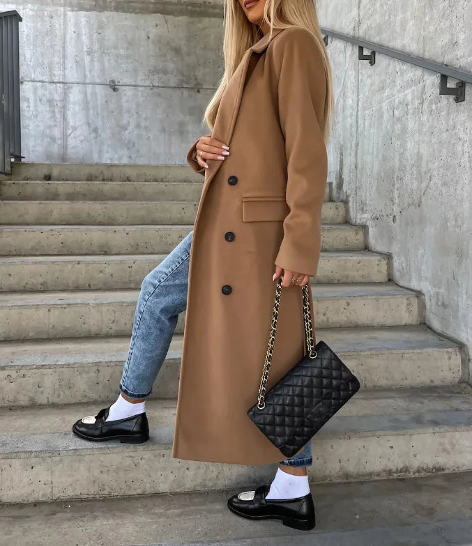 Women's Long Belted Double Breasted Trench Coat | Winter