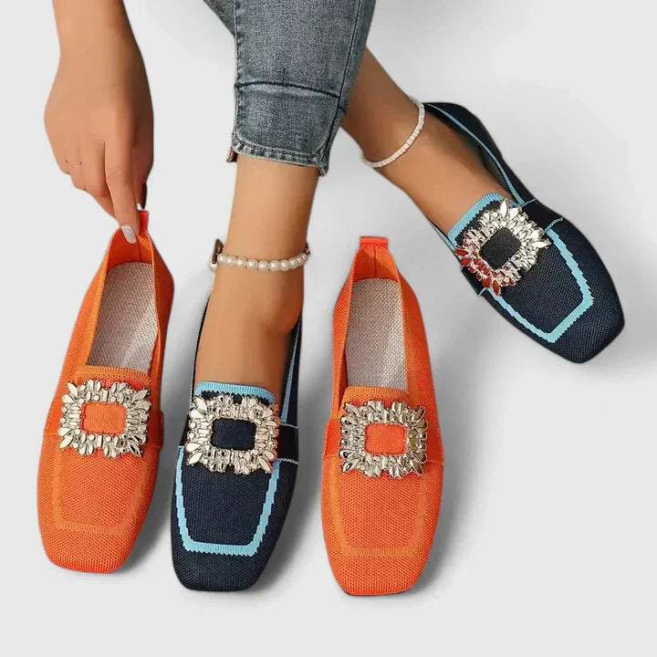 Women's Contrast Detail Square Toe Work Loafers | Slip On