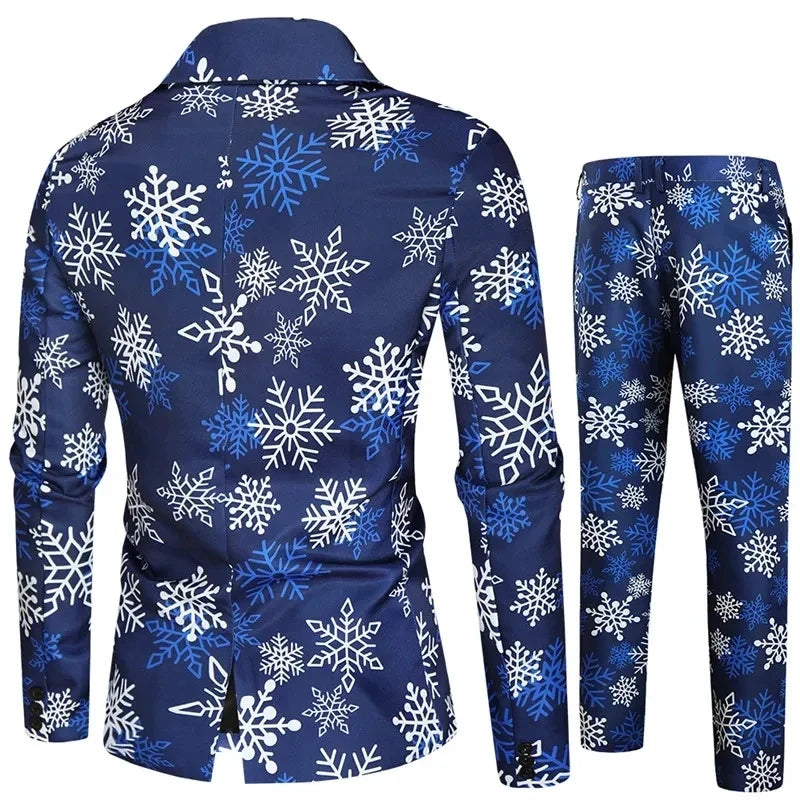 Men’s Two Piece Printed Blazer and Trousers Set | Christmas