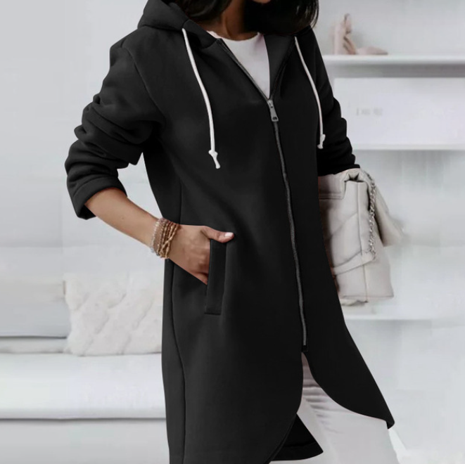 Women's Longline Zip-Up Hoodie | Split Hem