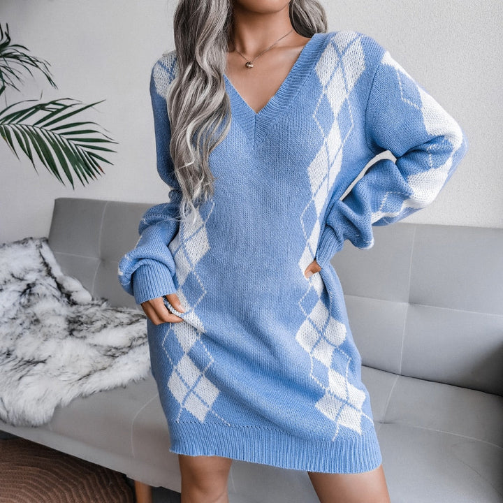 Women’s Printed Knit Jumper Dress | Mini