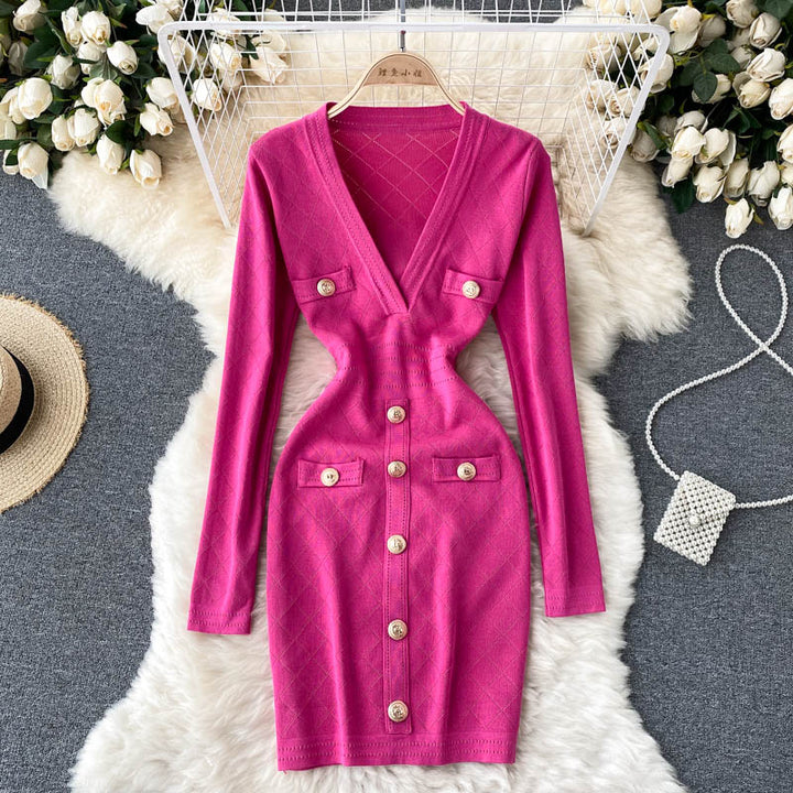 Women’s Button-Front Knitted Dress | Midi
