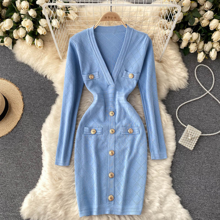 Women’s Button-Front Knitted Dress | Midi