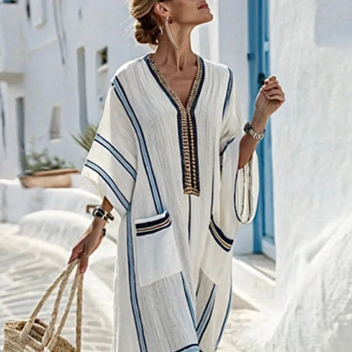 Women's Striped Kaftan Dress | Maxi