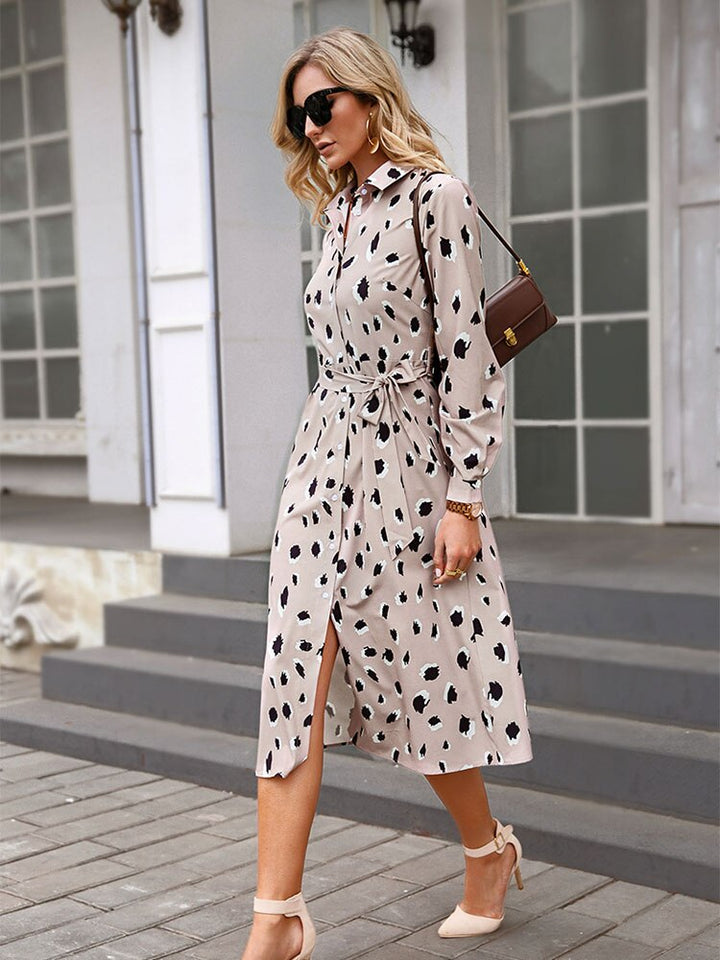 Women’s Printed Tie-Waist Shirt Dress | Midi