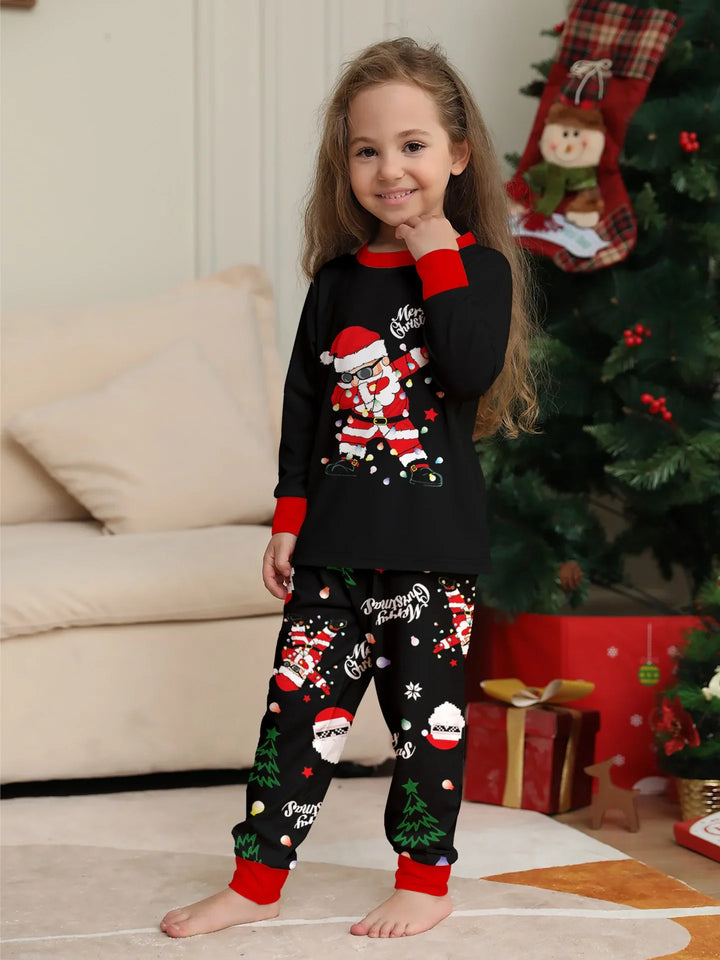 Matching Christmas Family Winter Pyjamas Black Set | Printed