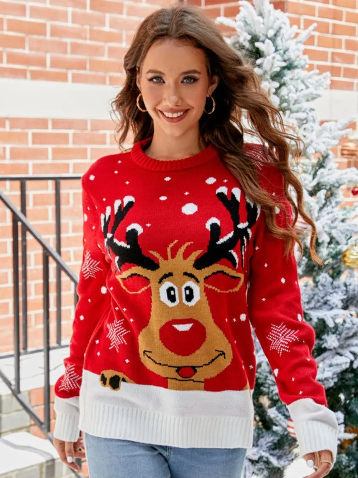 Women's Christmas Crew Neck Knitted Jumper | Winter