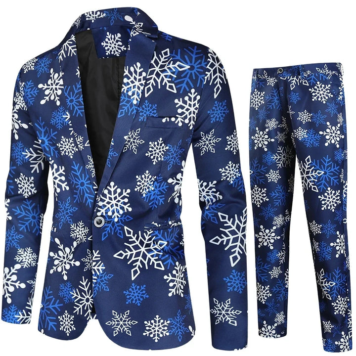 Men’s Two Piece Printed Blazer and Trousers Set | Christmas