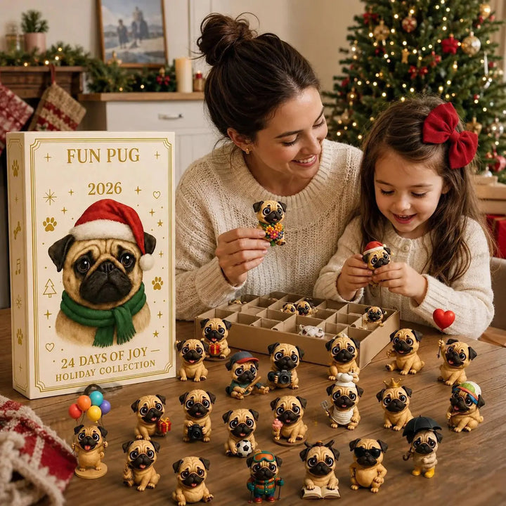 Pug Advent Calendar With Mini Figurines | Christmas