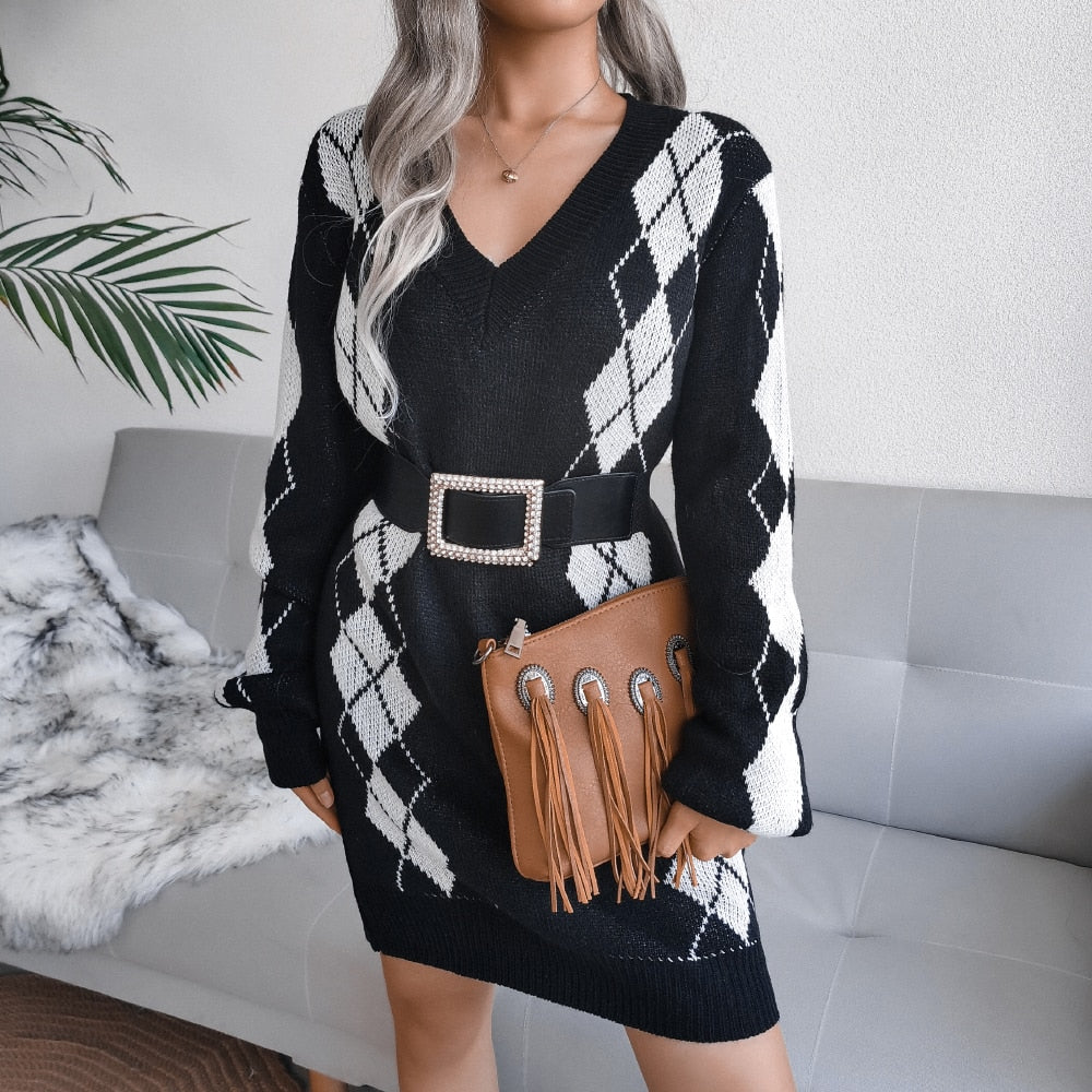 Women’s Printed Knit Jumper Dress | Mini