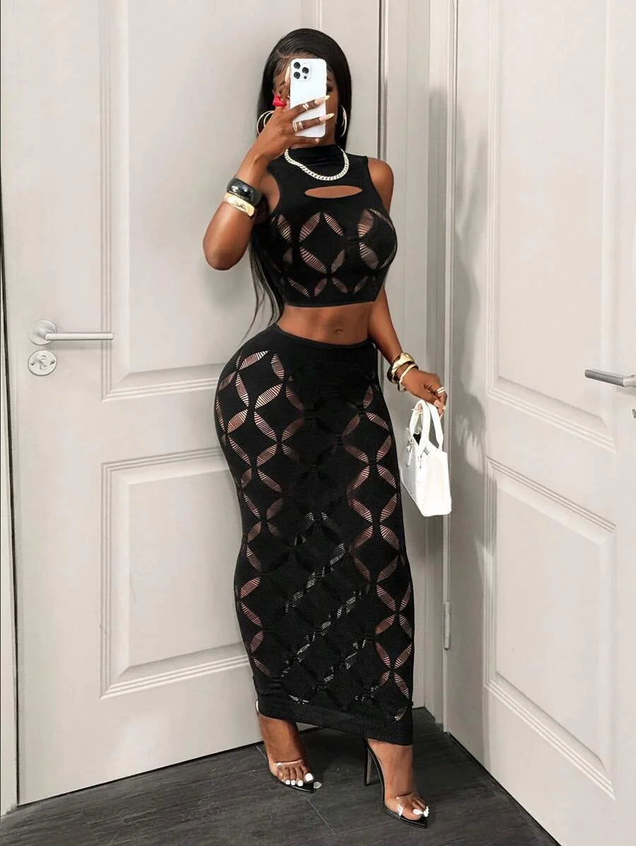 Women’s Crop Top & High-Waist Bodycon Mini Skirt Set | Two Piece