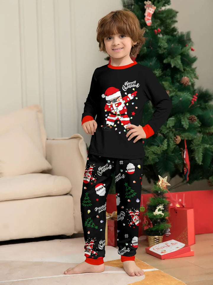 Matching Christmas Family Winter Pyjamas Black Set | Printed