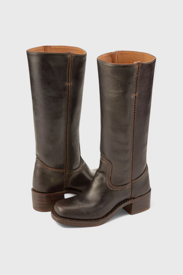 Women's Knee High Slip On Boots | Block Heel