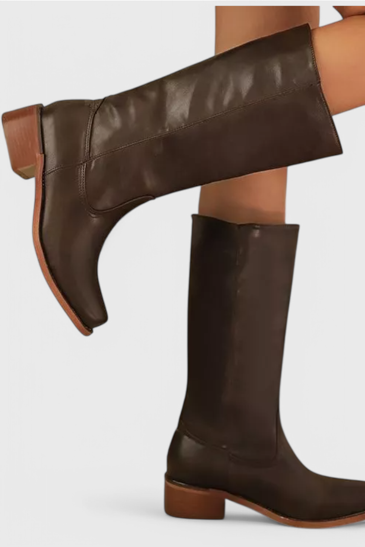 Women's Knee High Slip On Boots | Block Heel