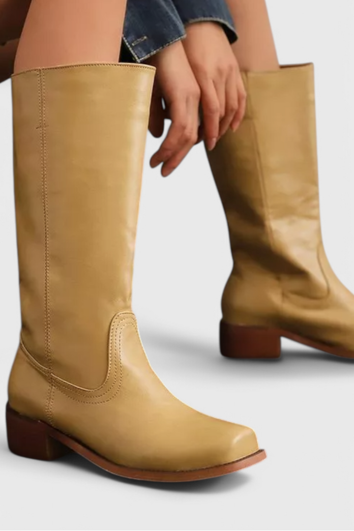 Women's Knee High Slip On Boots | Block Heel