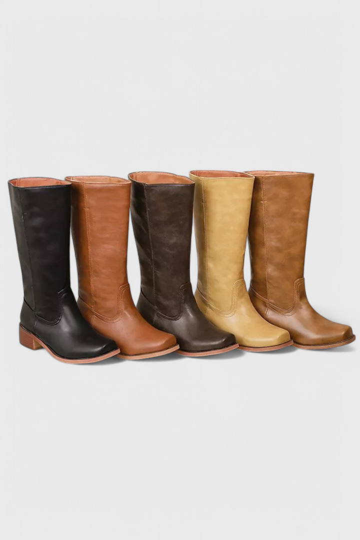 Women's Knee High Slip On Boots | Block Heel