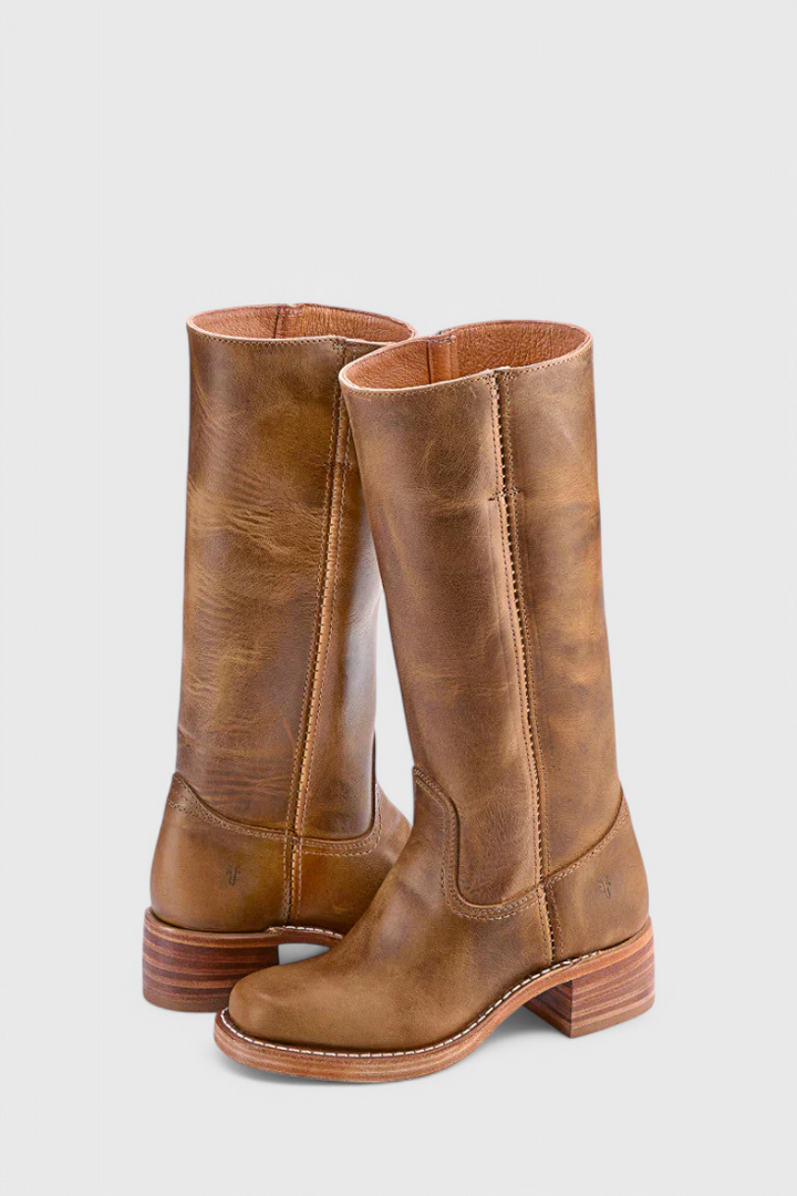 Women's Knee High Slip On Boots | Block Heel