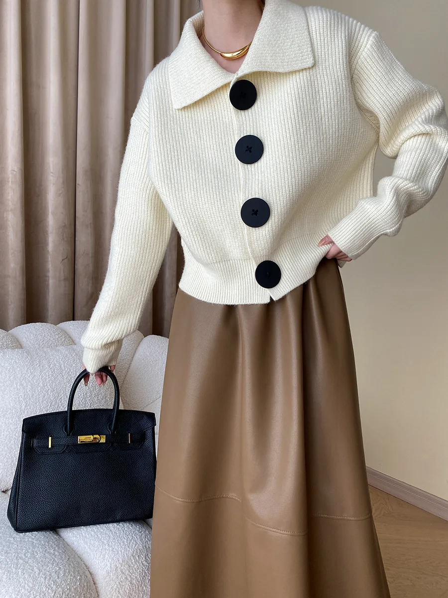 Women's Button Up Chunky Knit Cardigan | Collared