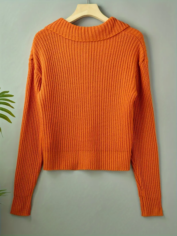 Women's Button Up Chunky Knit Cardigan | Collared