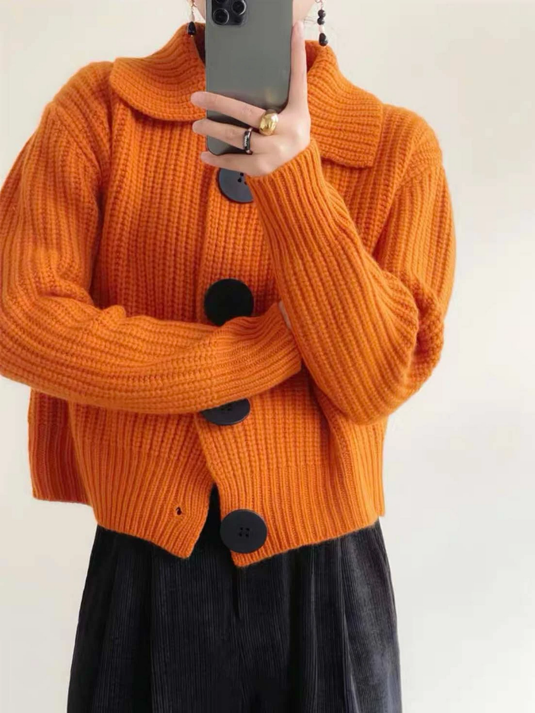 Women's Button Up Chunky Knit Cardigan | Collared
