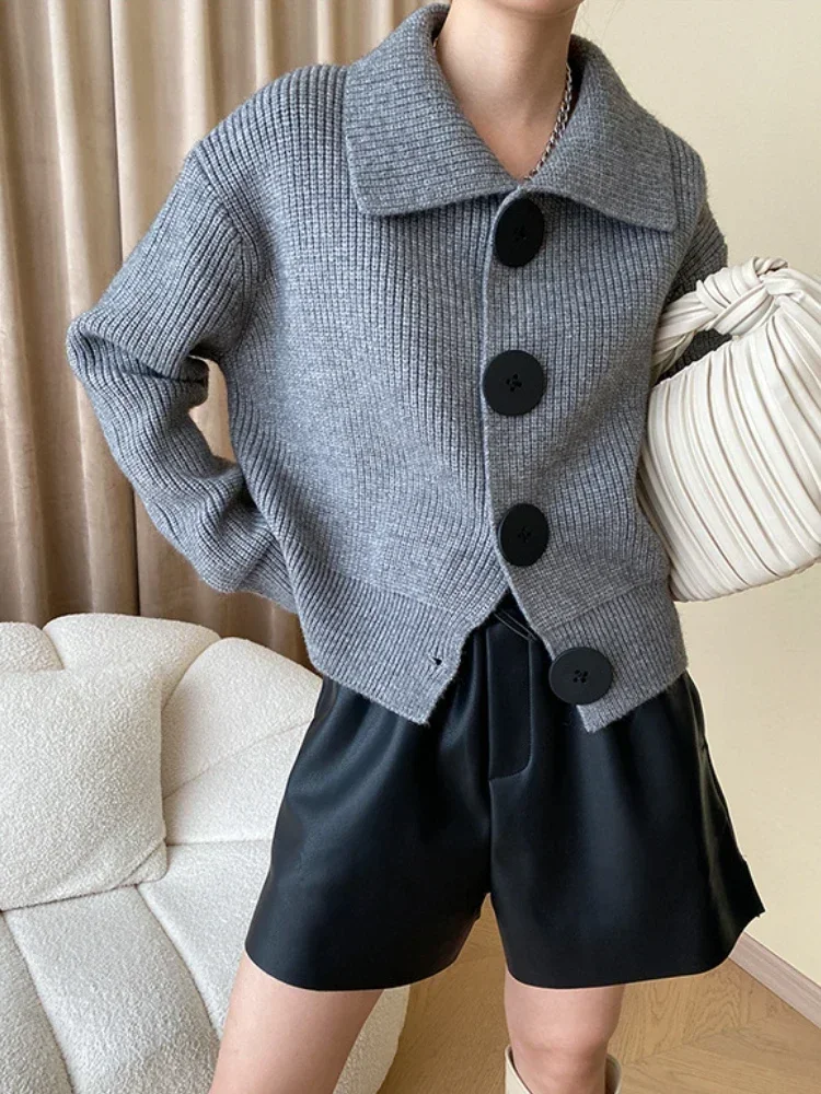 Women's Button Up Chunky Knit Cardigan | Collared