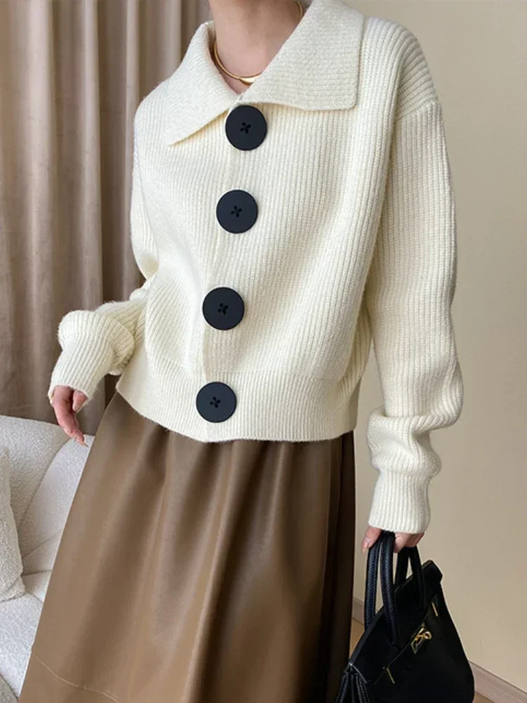 Women's Button Up Chunky Knit Cardigan | Collared