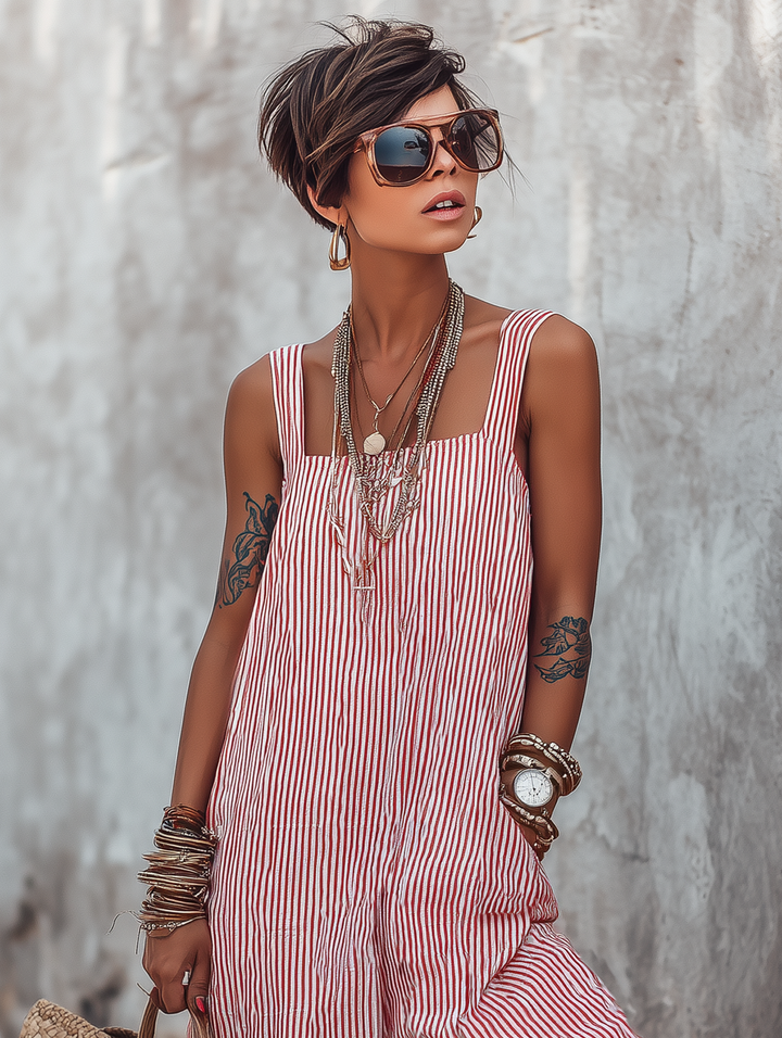 Women's Boho Summer Jumpsuit | Stripe