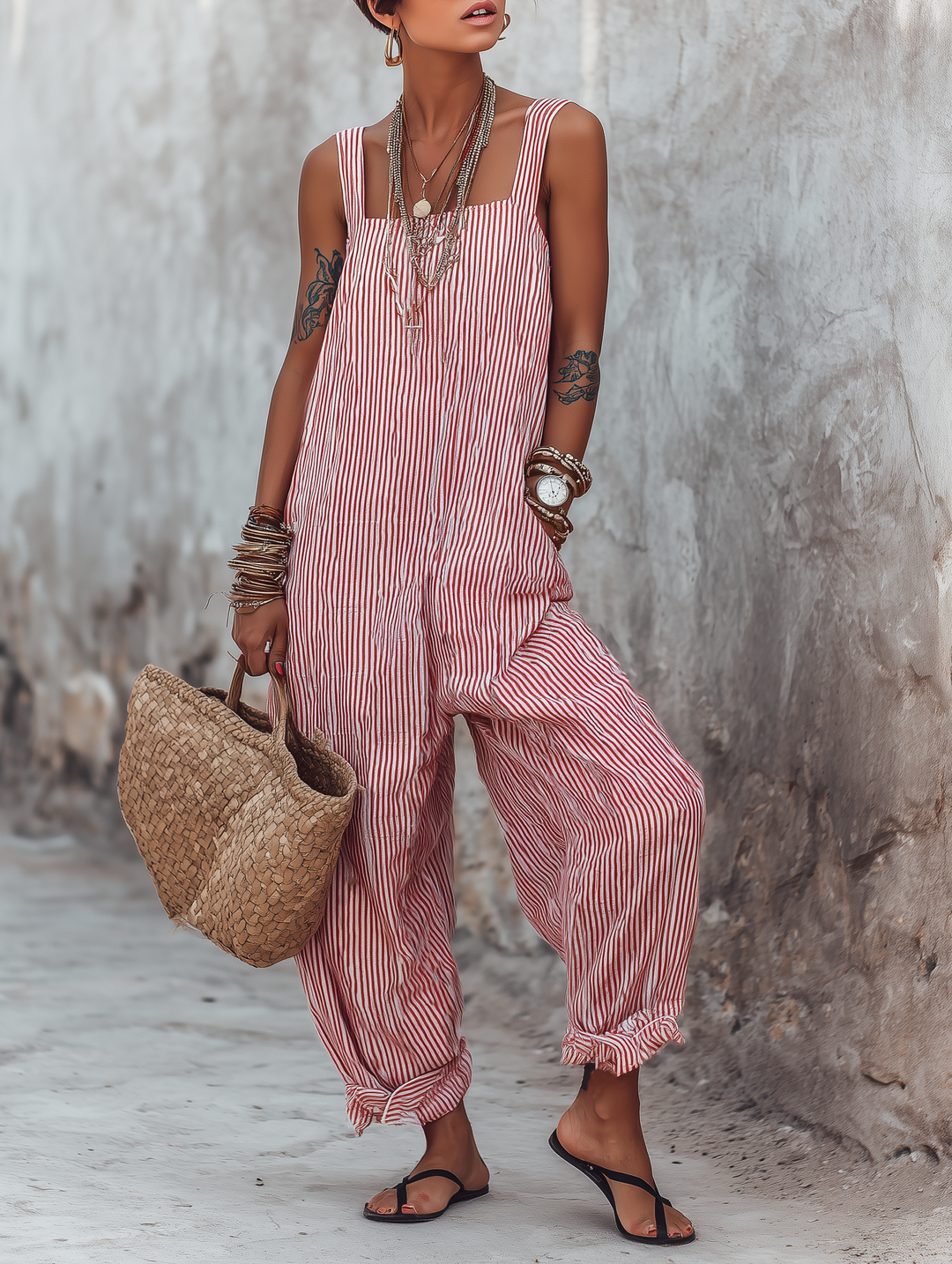 Women's Boho Summer Jumpsuit | Stripe